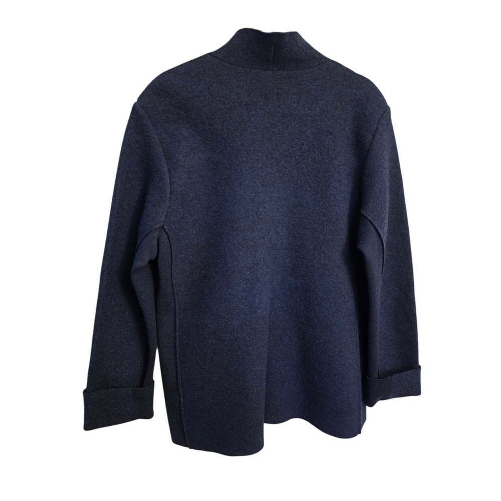 EILEEN FISHER Petite‎ Blue Knit Collarless Cardigan Sweater Jacket PM - Picture 2 of 4